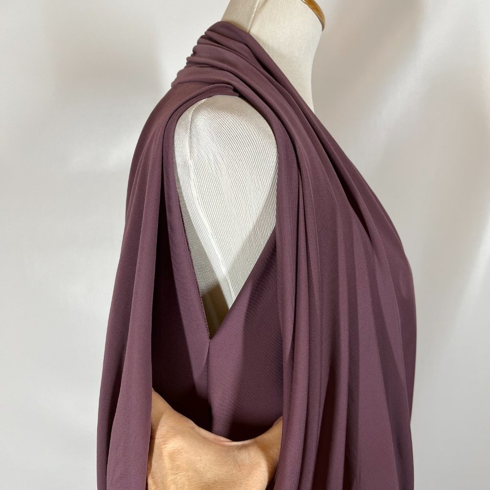 Talbots Size XLP Purple Stretchy Jersey Knit Dress Draped Sleeveless - Picture 3 of 8